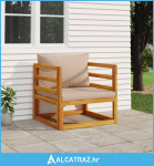 Vrtna stolica sa smeđesivim jastucima od masivnog drva bagrema - NOVO