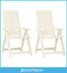 Vrtne nagibne stolice 2 kom plastične bijele - NOVO
