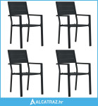Vrtne stolice 4 kom crne HDPE s izgledom drva - NOVO