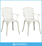 Vrtne stolice od lijevanog aluminija 2 kom bijele - NOVO
