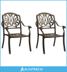 Vrtne stolice od lijevanog aluminija 2 kom brončane - NOVO