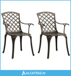 Vrtne stolice od lijevanog aluminija 2 kom brončane - NOVO