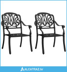 Vrtne stolice od lijevanog aluminija 2 kom crne - NOVO