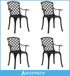 Vrtne stolice od lijevanog aluminija 4 kom crne - NOVO