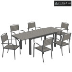 Vrtni blagovaonski set, 6 osoba, 7-dijelni, stol na razvlačenje, 6 sto