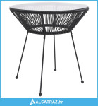 Vrtni blagovaonski stol crni Ø 70 x 74 cm od ratana i stakla - NOVO