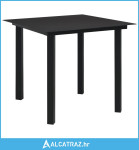 Vrtni blagovaonski stol crni 80 x 80 x 74 cm od čelika i stakla - NOVO