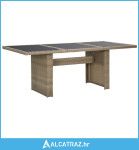 Vrtni blagovaonski stol smeđi 200x100x74 cm staklo i poliratan - NOVO