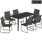 Vrtni namještaj, garnitura za sjedenje 150 x 80 cm, stakleni stol sa 6