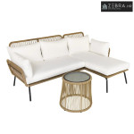 Vrtni namještaj od PE ratana, 3 dijela, kutna sofa, ležaljka, s jastuc