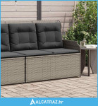 Vrtni naslonjač s jastucima sivi od poliratana - NOVO