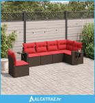 Vrtni set od 6 dijelova s jastucima, smeđi poliratan - NOVO