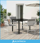 Vrtni set za objed 5 pcs Bijela i svjetlosiva 80 x 80 x 73 cm - NOVO