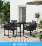Vrtni set za objed 5 pcs Crna i antracit 80 x 80 x 73 cm - NOVO