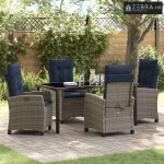 Vrtni set za objed s jastukom 5 pcs Siva poliratan