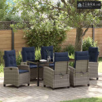 Vrtni set za objed s jastukom 7 pcs Siva poliratan