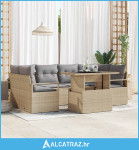 Vrtni Sofa Set od 7 dijelova s jastucima Bež Poli Ratan - NOVO