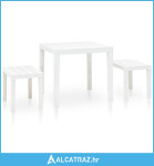 Vrtni stol s 2 klupe plastični bijeli - NOVO