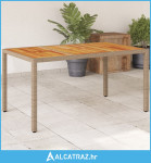 Vrtni stol bež 150 x 90 x 75 cm od poliratana i bagremovog drva - NOVO
