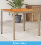 Vrtni stol bež 90 x 90 x 75 cm od poliratana i bagremovog drva - NOVO