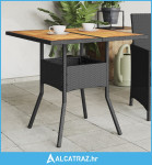 Vrtni stol s pločom od drva bagrema crni 80x80x75 cm poliratan - NOVO