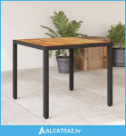Vrtni stol s pločom od drva bagrema crni 90x90x75 cm poliratana - NOVO