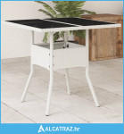 Vrtni stol sa staklenom pločom bijeli 80 x 80 x 75 cm poliratan - NOVO