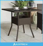 Vrtni stol sa staklenom pločom smeđi 80x80x75 cm od poliratana - NOVO