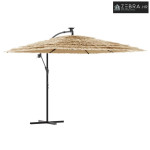 Vrtni suncobran LED s čeličnom šipkom smeđi 269x269x235 cm - 269 x 269