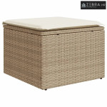 Vrtni tabure s jastukom bež 55 x 55 x 37 cm od poliratana - Bež i krem
