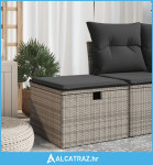 Vrtni tabure s jastukom sivi 55 x 55 x 37 cm od poliratana - NOVO