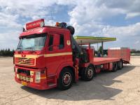 Volvo FM 400 8X2 Vehicle transporter+crane+winch HIAB 244