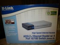 ADSL2/2+ DSL-584T Ethernet Router w/ 4 Port 10/100 Switch HIGH SPEED