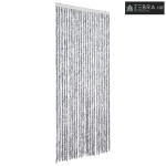 Zastor protiv muha bijelo-sivi 100 x 200 cm od šenila - Bijela i siva
