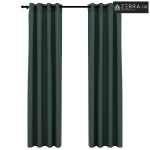 Zavjese za zamračivanje s prstenima 2 kom zelene 140 x 225 cm - Zelena