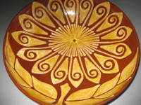 Keramička zdjela, unikatna, umjetnički rad, signirana, fi 32 cm,