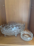 Kristalni set zdjela – velika na nožicama + manja