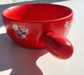 Masivna keramička zdjela - Crvena ljepotica s cvjetnim motivom