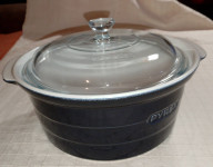 Pyrex plava keramička posuda sa staklenim poklopcem