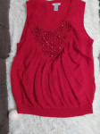Crvena svečana bluza bez rukava s kamenčićima L
