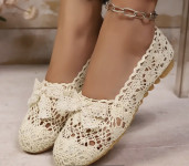 BIJELE I CRNE ČIPKANE CIPELE BALERINKE BR 37 - NOVO