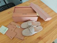 Miu Miu mokasine polubotke ženske baletanke loafers, koža