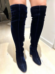 Visoke čizme plavi baršun ZARA 38