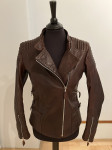 Kožna jakna, tamno smeđa, vel. 36-38