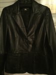 STRADIVARIUS kožna jakna crni sako od prave kože M/L