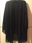ZARA crni kimono kaftan žoržet jakna sa svilenim resama