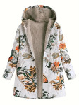 Ženska elegantna jakna s cvjetnim printom i kapuljačom na patent
