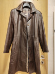 Ženski smeđi kožni kaput Enrico Coveri, talijanska moda, veličina 42