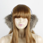 Zimska zaštita za uši od sivo-smeđeg umjetnog krzna s držačem za glavu