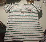 BIJELA MAJICA NA PLAVE I ZELENE PRUGE VEL L  - NOVO